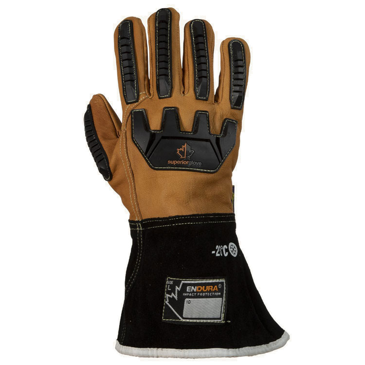 Superior Endura Oilbloc Goatskin Winter Glove with 6” Gauntlet cuff TPR Back Style 375GTVB