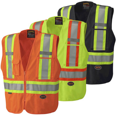 Pioneer Hi-Viz Tear-Away Mesh Back Zip Front Safety Vest